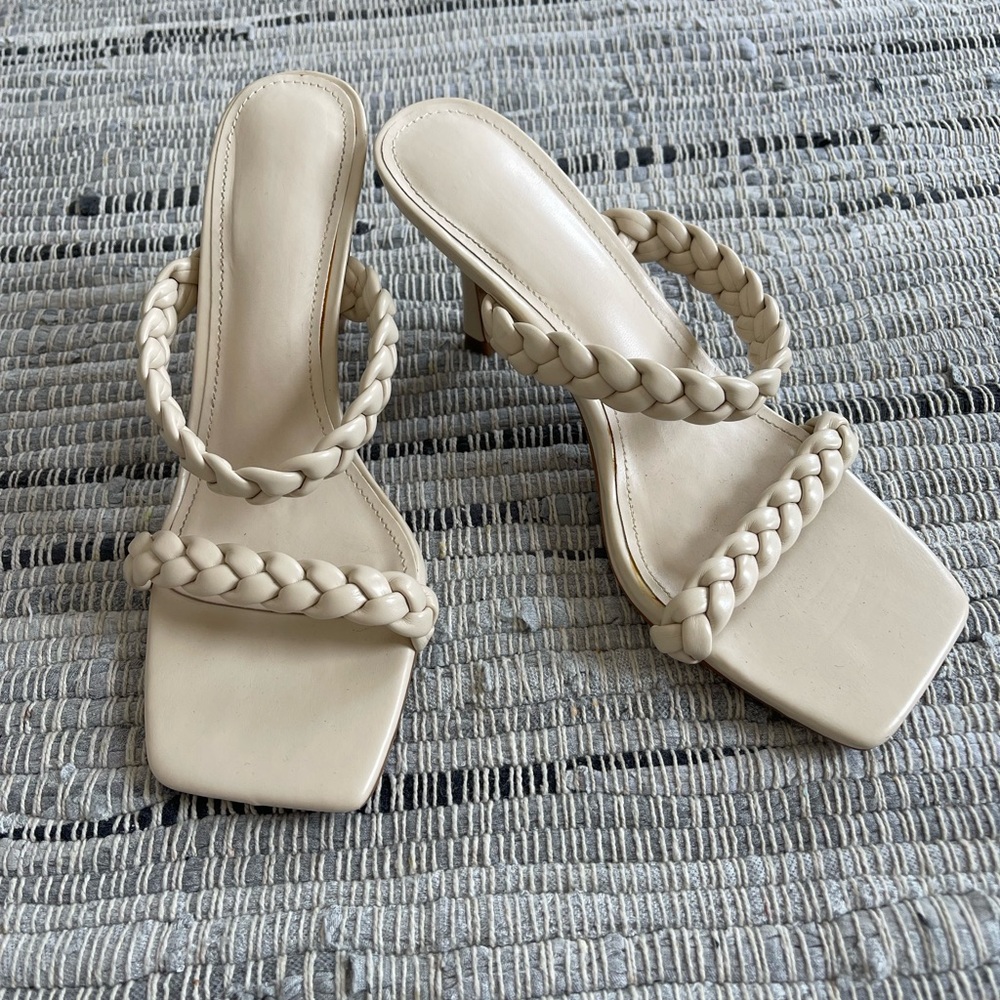 Faux leather cream colored heels
